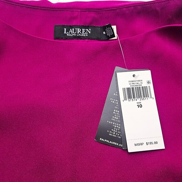 Lauren Ralph Lauren Cape Georgette Cocktail Dress – Size 10 (NWT) Purple Dawn - Picture 2 of 5